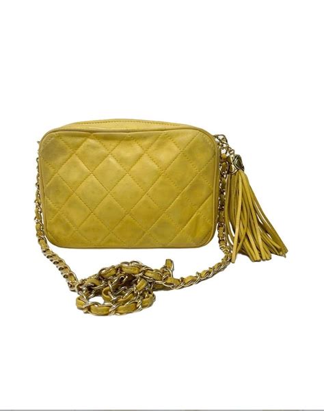 chanel camera bag vintage yellow